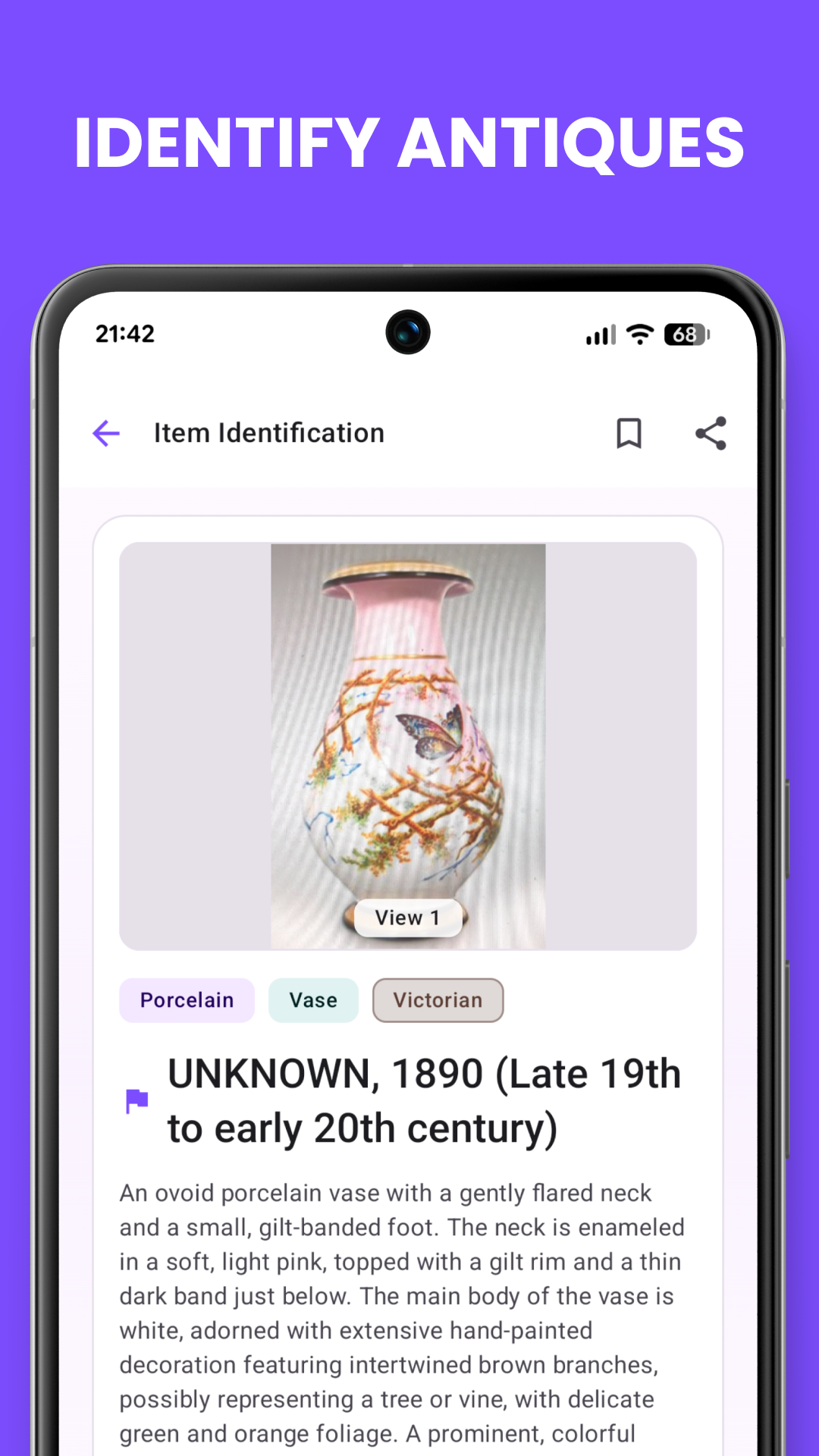 StampID antique identification showing Victorian porcelain vase analysis