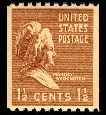 Martha Washington 1½ cent stamp from the 1938 US Presidential Series