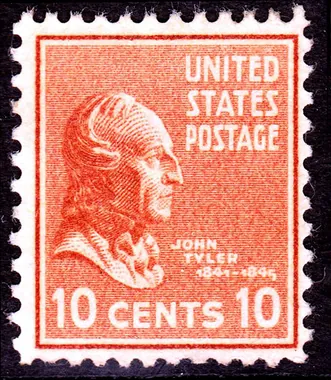 John Tyler 10 cent stamp from the 1938 US Presidential Series