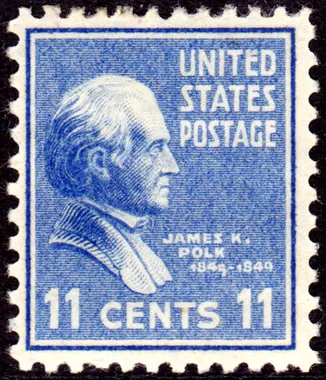 James K. Polk 11 cent stamp from the 1938 US Presidential Series