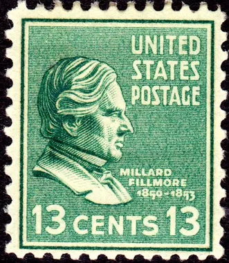 Millard Fillmore 13 cent stamp from the 1938 US Presidential Series