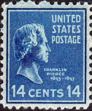 Franklin Pierce 14 cent stamp from the 1938 US Presidential Series