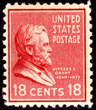 Ulysses S. Grant 18 cent stamp from the 1938 US Presidential Series