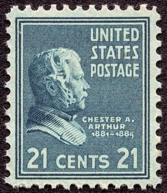 Chester A. Arthur 21 cent stamp from the 1938 US Presidential Series