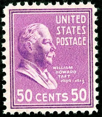 William Howard Taft 50 cent stamp from the 1938 US Presidential Series