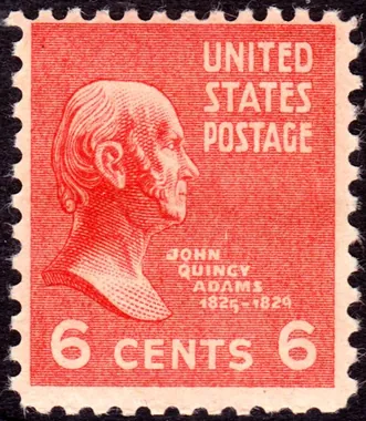 John Quincy Adams 6 cent stamp from the 1938 US Presidential Series