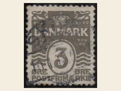 Denmark 1905 wavy lines definitive with a numeral in an oval over a background of wavy lines