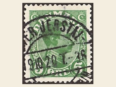 Denmark 1913 definitive stamp with a portrait of King Christian X