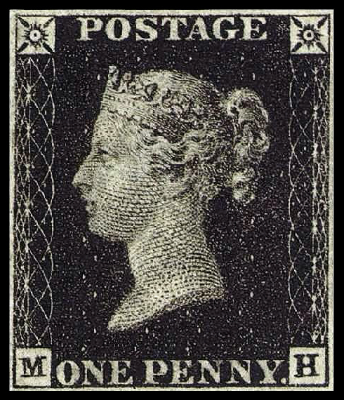 Penny Black 1840 - die erste Briefmarke der Welt mit K&ouml;nigin Victoria