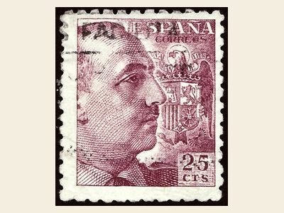 Spain 1939-1940 definitive stamp with the portrait of General Franco